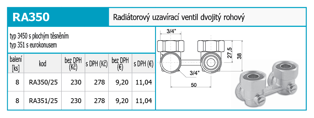 Rohový ventil dvojitý